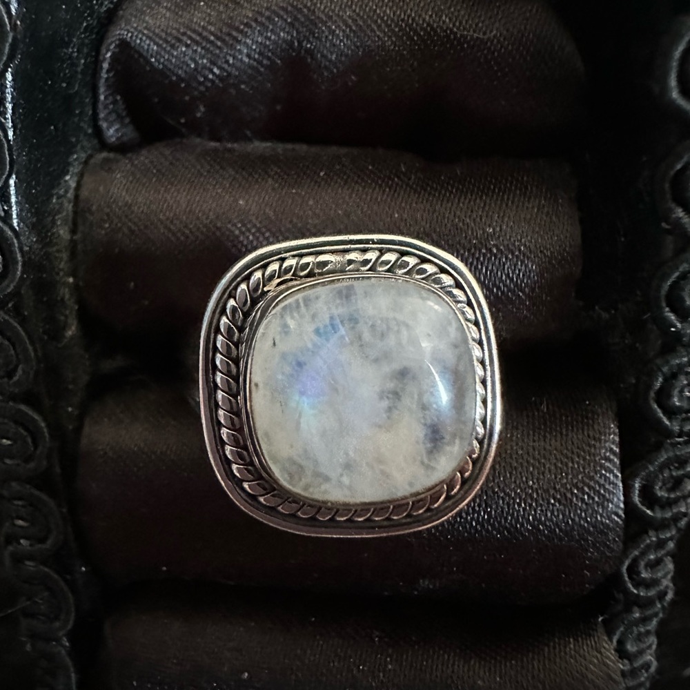 Sterling Silver Rainbow Moonstone Size 7 Ring